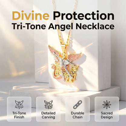 💎Exklusiva smycken 💎Tri-Tone Angel Guardian-hänge med halsband