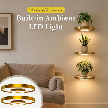 🏠 50% RABATT NU! 💡 Svävande Vägghylla med Inbyggd Ambient LED-belysning – Modern Växtdisplay – Perfekt för Inomhusträdgårdar & Lägenheter ✨