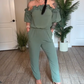 Off-Shoulder Jumpsuit med Volangdetalj