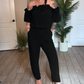 Off-Shoulder Jumpsuit med Volangdetalj