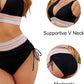 Hög midja magkontroll färgblock bikini set
