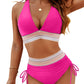 Hög midja magkontroll färgblock bikini set