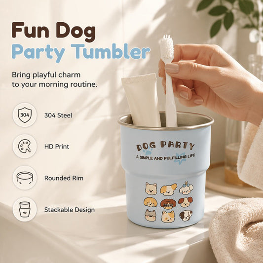 Söt Hund Party Rostfritt Stål Munskväljskopp för Par