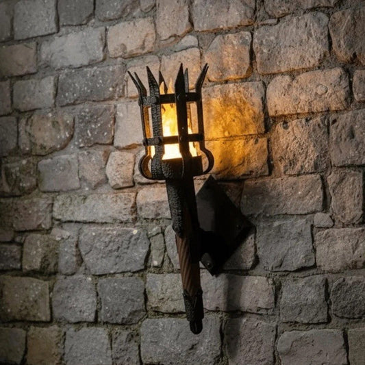 Medeltida fackelvägglampa – vintage-vägglampa med flammeffekt