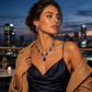 ✨50% RABATT NU! !✨Set med halsband och örhängen med glittrande droppformade hängsmycken