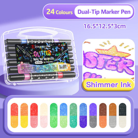 Glitter Markeringspenna med Dubbel Spets