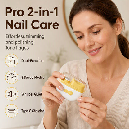 2-i-1 Uppladdningsbar Elektrisk Nageltrimmer & Slipmaskin