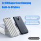 Powerbank med snabbladdning och inbyggda kablar
