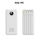 Powerbank med snabbladdning och inbyggda kablar