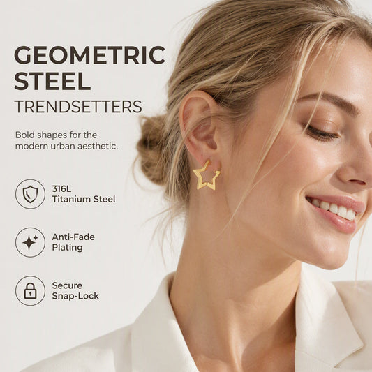 Stainless Steel Geometric Triangle Hoop Earrings