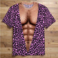 Herr-T-shirt med roligt muskelmotiv i 3D-tryck