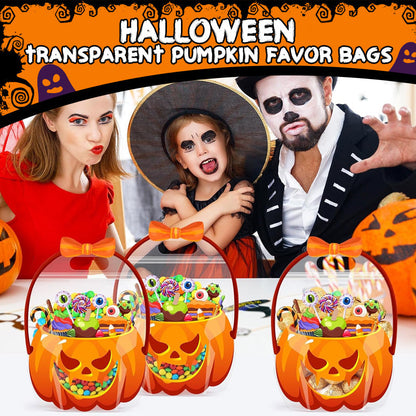 Halloween genomskinliga presentpåsar med pumpatema