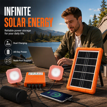 Bärbart solenergisystem med 2 LED-lampor