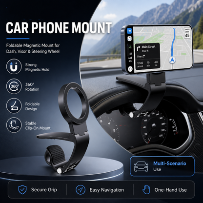 Hopfällbart magnetiskt mobilfäste för bilen