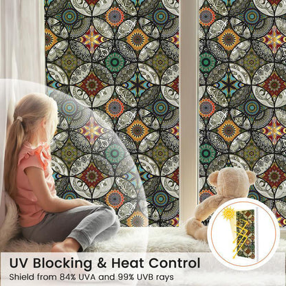 Retro Stained Glass Privacy Window Film