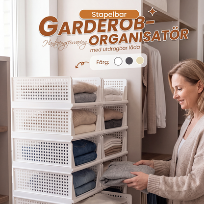 🧺50 % RABATT🗄️Stapelbar garderobsorganisatör med utdragbar låda, ordnar dina kläder snyggt