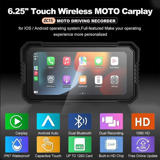 Trådlös CarPlay-skärm för motorcykel