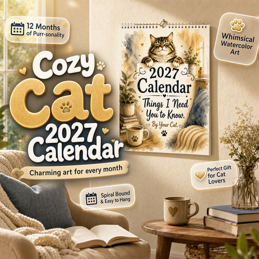 🐱🔥 50 % RABATT! 2027 A Cats Life väggkalender – söta kattbilder för varje månad, stort datumrutnät, helgdagar markerade, tjockt papper, inredningsdetalj för hemmet och kontoret som kan hängas var som helst ✨