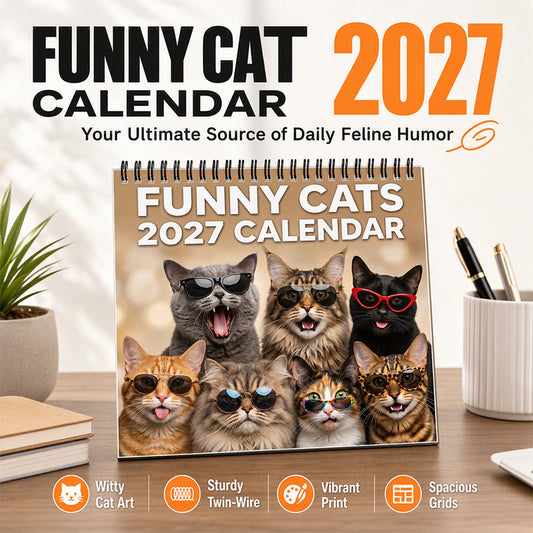 2027 Väggkalender med roliga katter
