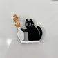 Kylskåpsmagnet med svart katt