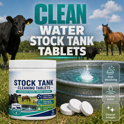 Snabblösliga rengöringstabletter för vattentankar för boskap