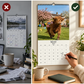 Väggkalender 2027 i A4 med sura highlandkor
