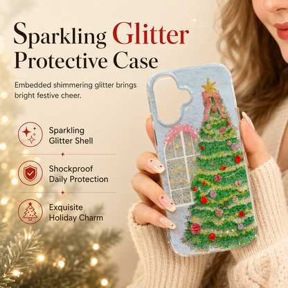 Cute Christmas Tree Glitter Phone Case