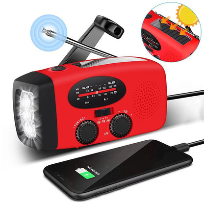 Mini bärbar multifunktionell soldriven handvev radio