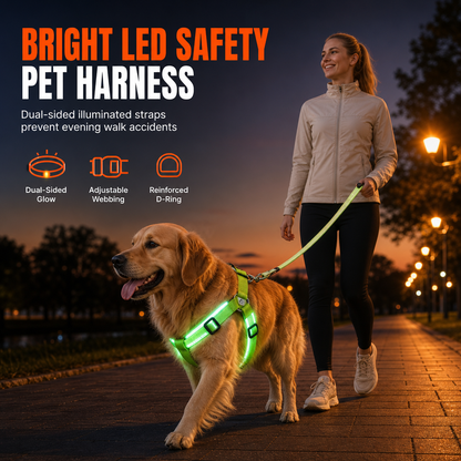Justerbar LED-Hundsele Lysande Blinkande Bröstsele för Husdjur