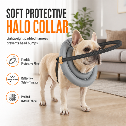 Blind Dog Halo Harness Anti-Collision Ring for Blind Pets Polyester Head Protection Device for Dogs and Cats