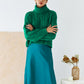 Turtleneck med flätad stickad grönsakströja för damer Grön - Bra present