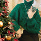 Turtleneck med flätad stickad grönsakströja för damer Grön - Bra present