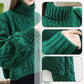 Turtleneck med flätad stickad grönsakströja för damer Grön - Bra present