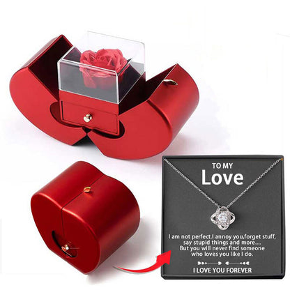 🎁Perfekt Alla hjärtans dag present 🎁Sterling Silver Halsband - Med Real Rose - Till Min Kärlek （Fri frakt）